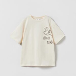 Zara Kids Cream T-Shirt with Cartoon Print